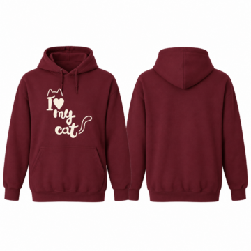 Maroon and Cream Graphic Pullover Hoodie