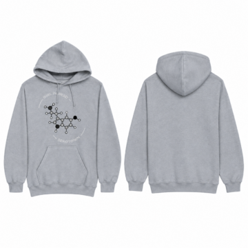 Silver and Black Pullover Hoodie with Chest Graphic