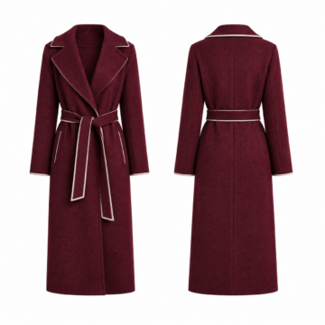 Burgundy and White Structured Tailored Blazer