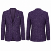Purple and White Crosshatch Single-Breasted Blazer