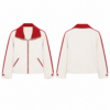 White and Red Zip-Up Cropped Jacket