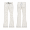 White and Navy High Rise Flared Pants with Self Tie Belt