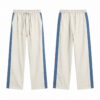 White and Blue Pull On Straight Leg Pants with Drawstring
