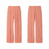 Coral and White Wide Leg Trousers with Pressed Crease