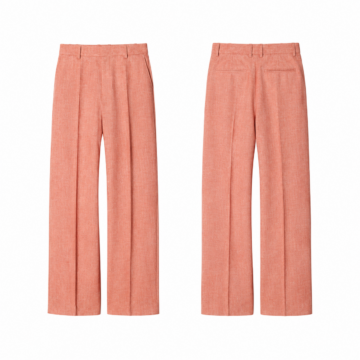 Coral and White Wide Leg Trousers with Pressed Crease