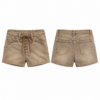 Gold and Brown Lace-Up Denim Shorts
