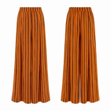 Orange and Black Pinstripe Wide-Leg Pants