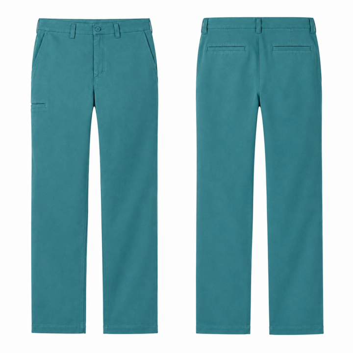 Turquoise and Navy Straight-Fit Pants