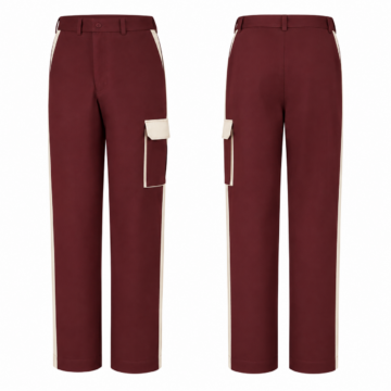 Maroon and Cream Straight-Leg Cargo Trousers