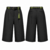 Black and Lime High-Waisted Wide-Leg Culotte Pants