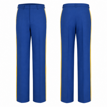 Royal Blue and Yellow Straight-Leg Tailored Trousers