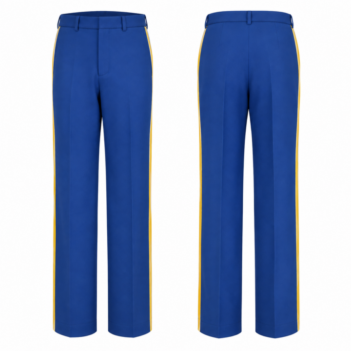 Royal Blue and Yellow Straight-Leg Tailored Trousers