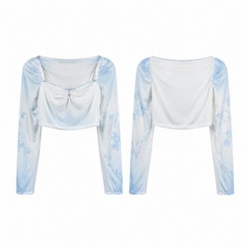 White and Sky Blue Sleeveless Top with Relaxed Fit