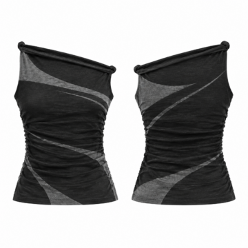 Black and Gray Sleeveless Top with Relaxed Fit